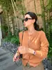 Shanghai Dan Nong Tricô/2026 Primavera e Outono Novo Tricô Feminino Aura Roxa/Laranja Sujo Conjunto de Designer