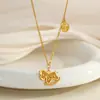Colar com Pingente de Cavalo da Sorte Fofo com Moeda e Design de Carrossel, Popular no Tiktok e Kuaishou, Joia Festiva de Ano Novo Banhada a Ouro para Meninas