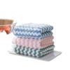 Paño de Cocina Engrosado Súper Absorbente Tira Flecada Rayada Pañuelo Hogareño Coral Fleece Toalla para Lavar Platos Tela Adhesiva para Verter sin Aceite