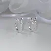 Brincos de Argola com Laço Estilo Chanel, Argolas Prateadas com Agulha de Prata e Zircônia, Tendência de Luxo Leve, Acessórios de Orelha Exquisitos e Modernos para Mulheres, Versáteis