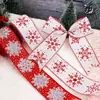 Cinta Navideña Roja de Copos de Nieve con Imitación de Tela Fina Cinta de Copos de Nieve con Polvo Brillante Guirnalda de Cinta Decoración de Lazo Grande
