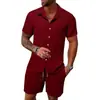Verão 2026 Novo Comércio Exterior Transfronteiriço Mais Vendido Europeu e Americano Conjuntos Casuais Masculinos Camisas de Manga Curta e Shorts de Praia Conjunto de Duas Peças