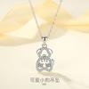 Collar de Perro de Plata de Ley S925 con Diamantes, Sencillo y Moderno para Mujeres, Joyería Linda con Forma de Cachorro, Colgante Transfronterizo