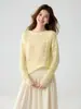 Cardigã de cashmere jacquard vazado estilo boho ombro a ombro 2026 outono novo malha fashion arejada para mulheres