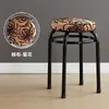 Silla taburete redondo de hogar para adultos a la moda, juego creativo de taburetes de metal para mesa de comedor, banco de madera maciza, taburete redondo engrosado