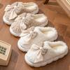 Novos Chinelos de Algodão Estilo Inverno Feminino Para Casa Quente Solado Grosso Forrado com Fleece Solado Grosso Silencioso Solado Macio Superfície Macia Chinelos de Algodão para Pisar em Fezes