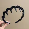 Diadema Negra Ondulada con Dientes para Lavarse la Cara, Diseño Alto en la Parte Superior de la Cabeza, Pasador para el Cabello de Mujer, Nuevo Estilo 2026, Inspirado en Chanel, de Alta Gama y Elegante