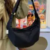 Bolsa Grande de Lona para Dumplings para Mujer, Simple Casual Versátil para Viaje, Bolso Cruzado de Hombro para Estudiantes, Deportes y Trayectos