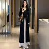 Estilo Delicado de Luxo Feminino Cardigã Longo com Proteção Solar Conjunto Completo Estilo Chá com Calça Saia Fluida Novo Conjunto de Duas Peças
