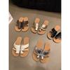 Chanclas retro de estilo coreano para mujer, ropa de verano 2024, nuevas sandalias de playa planas de suela suave de nicho