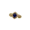 Anillo de Zafiro Natural Transfronterizo de Amazon Plata S925 Piedra Principal 5*6 Joyería de Lujo Venta Directa de Fábrica