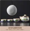 Conjunto de Chá de Viagem Lótus Azul e Branco Forno Ru Cerâmica Portátil de Alta Qualidade Kung Fu Copo Rápido Ao Ar Livre Um Bule Três Xícaras