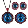 Otoño e Invierno Nuevo Joyería Huabi Base de Cobre Chapado en Oro Espinela Azul Imitación Lujo Acabado Fino Juego Piedra Principal 18*20
