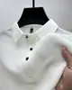 Camiseta de Malla Fresca de Seda de Hielo de Manga Corta para Hombre con Cuello de Camisa Verano Nuevo Color Sólido Camisa Polo sin Cierre de Manga Media Ropa para Hombre