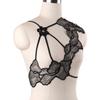Comercio exterior, arnés de alambre de punto negro, ropa interior sexy, encaje sexy, bordado, tentación, tamaño promedio, sujetador de tres puntos O0602