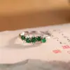 Anel de Prata S925 com Incrustação de Jadeíta de Grau A Exquisito Simples Moda Luxo Leve Versátil