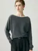 Inverno 2026 Novo Tricô de Caxemira One-Shoulder Manga Longa Listras Horizontais Cor Sólida Solto Morcego Suéter Feminino