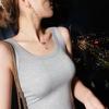 Amarillo Dopamina Tirante Cruzado Mujer Cuello en U Correa Ancha para el Hombro Uso Interior Espalda Bonita Mujer Cuatro Estaciones Hilo Tejido Elástico Ropa Exterior Camiseta Mujer