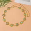 Estilo Étnico Exagerado Europeo y Americano Parche Redondo Hueco Turquesa Patrón de Sol Cadena de Cintura Ovalada Cadena de Ombligo Bohemia