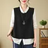 Chaleco Corto de Punto para Mujer Primavera y Otoño 2026, Corte Holgado, Adelgazante, Prendas de Punto Pullover a la Moda, Chaleco Casual de Color Sólido