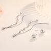 Pendientes Doudou bañados en plata para mujer, estilo coreano, con borlas, elegantes, largos, con perla en la parte posterior, sencillos.
