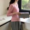 Suéter de Lã Tricotada Elástica com Gola U Hengjia HsNew Outono e Inverno para Mulheres, Canelado, Macio e Quente, Adequado como Camada Base