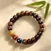 Pulseira de Contas Cilíndricas Estilo Antigo de Jacarandá Preto, Sândalo Roxo, Jade Claro Vermelho-Verde, Jade Branco, Raiz de Bodhi, Joias de Estilo Étnico Atacado