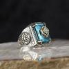 Europa y Estados Unidos ventas calientes transfronterizas textura estilo familiar retro incrustado anillo de circón azul marino fabricantes de alta gama vendiendo