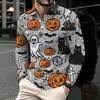 Halloween 2026 Comércio Exterior Novo Estilo Masculino Tendência Personalidade Gola Lapela Manga Longa Camisa POLO Festa de Festival Top de Personalidade