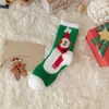 Calcetines de Navidad de coral de otoño e invierno, calcetines de suelo cálidos para el hogar de terciopelo medio, calcetines de Navidad de Papá Noel