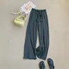 Pantalones rectos de modal con cintura de cordón para mujer, pantalones de casa de verano, se pueden usar afuera, a prueba de mosquitos, pierna ancha, fluidos, pantalones casuales finos