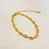 Colar Nariz de Porco Banhado a Ouro 18k em Aço Inoxidável Pulseira Simples Coringa Tornozeleira Colar Não Desbota