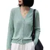 Cárdigan de punto minimalista con cuello en V versátil para mujer, chaqueta suéter elegante de manga larga para superponer, top fino