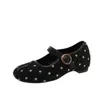Zapatos Mary Jane únicos con separación de dedos, nueva colección otoño 2026, estilo de lunares franceses, planos de una sola tira con punta poco profunda para mujer
