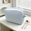 Bolsa de Maquillaje con Patrón de Waffle de Venta Caliente Transfronteriza Bolsa de Tocador Portátil de Gran Capacidad para Viajes Bolsa de Almacenamiento de Color Sólido de Alta Apariencia