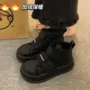 Botas de Neve para Pão com Solado Grosso para Mulheres 2025 Novo Inverno Velcro Aumento de Altura Sapatos de Algodão Forrados com Lã Quentes de Cano Alto Sapatos Brancos