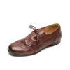 Talla Talla Reembolsable Desmontable Lavado Cordones Zapatos de Cuero Primavera 2025 Tacón Bajo Grueso Punta Redonda Zapatos de Cuero