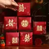 Envelopes vermelhos de casamento com palavras felizes, mini envelopes vermelhos pequenos para a recepção da noiva, envelopes vermelhos de desenho animado para bloquear a porta do casamento, envelopes de dinheiro da sorte