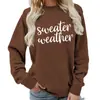 Clima de Suéter Estampado Gola Redonda Tops Femininos Moletom Fornecimento para Exportação Outono e Inverno Solto e Versátil Amazon