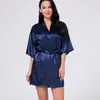 Nuevos Pijamas Sexys Europeos y Americanos, Seda Simulada, Encaje Sexy, Cárdigan Talla Grande, Camisón, Bata de Casa, Venta al por Mayor Transfronteriza