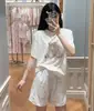 Gp pijama sin etiqueta suave esponjoso helado animales marinos cuello redondo manga corta pantalón corto conjunto de pijama loungewear para mujer