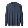 490g 100% Lana Pura Engrosada Chaqueta Suéter de Lana de Negocios para Hombre 2026 Otoño/Invierno Cuello Alto Cálido Cárdigan para Hombre