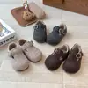 Zapatos Birkenstock de Fieltro Ins Retro 2026 Invierno Nuevos Mocasines Estilo Coreano para Niñas Zapatos Cálidos de Algodón para Niños