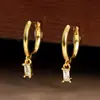 Novos Brincos de Cobre de Luxo Leve Estilo Europeu e Americano, Brincos Versáteis Exquisitos com Zircônia Fashion Transfronteiriça, Tarraxas e Pingentes de Orelha Atacado