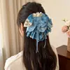 Grampo de Cabelo com Laço Estampado de Poá em Tela Atmosférica para Mulheres 2026 Novo Estilo Grampo para Cabelo Meio Preso para a Parte de Trás da Cabeça Acessório de Cabelo
