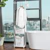 Colgador de piso dormitorio con ruedas almacenamiento baño cesto de ropa sucia móvil para ropa de noche sub-limpia perchero
