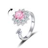 Anillo giratorio de descompresión de venta caliente transfronteriza, anillo ajustable con apertura de diamante y girasol giratorio para mujer, anillo al por mayor