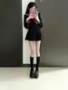 Conjunto de uniforme de marinheiro estilo japonês transfronteiriço, incluindo opções de manga longa e manga curta, em um design preppy, estilo escolar com uma saia plissada preta, adequado para uniformes escolares