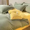Set de cuatro piezas de terciopelo de leche cálido engrosado Vellón de coral Franela Vellón de doble cara Sábana encimera Funda nórdica Sábana ajustable Ropa de cama Invierno