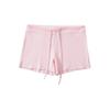 Chaleco Básico de Cuello Redondo sin Mangas para Mujer, Conjunto de Shorts Ultrafinos con Cordón Elástico en la Cintura Baja y Atado de Encaje, Ajustado Deportivo